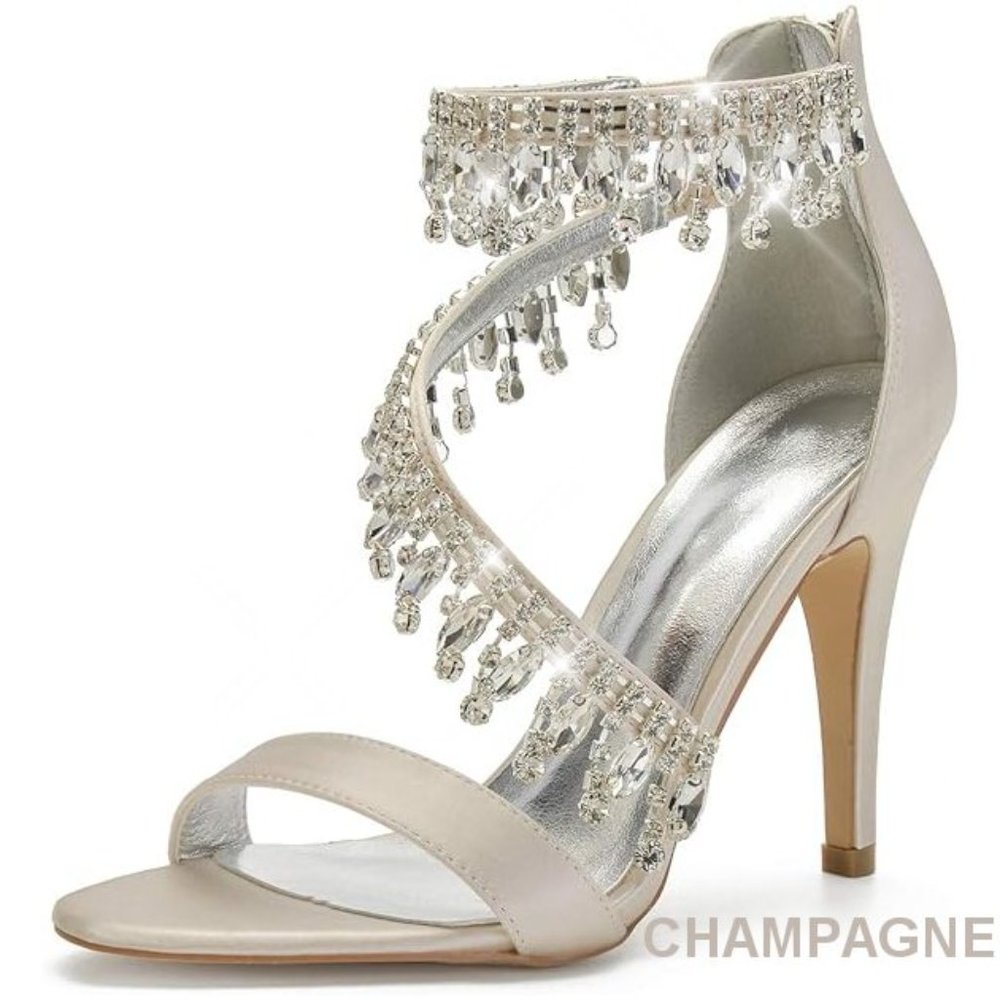 NWT Sparkling Bling Swarovski Crystal Rhinestone Wedding High Heel Shoes… - Picture 5 of 6